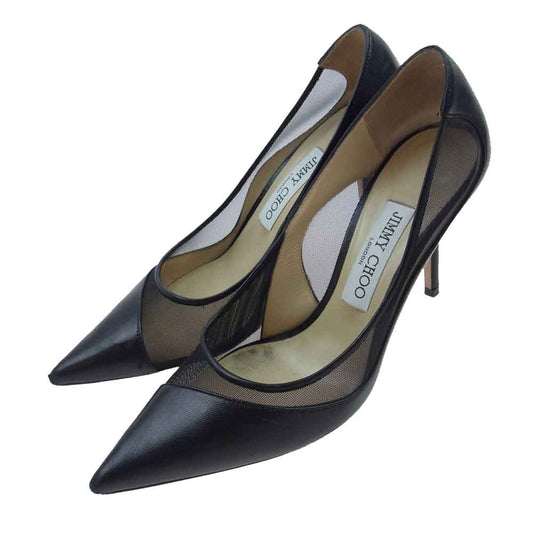 JIMMY CHOO ジミーチュウ LOVE85 メッシュ パンプス ブラック系 36.5【中古】