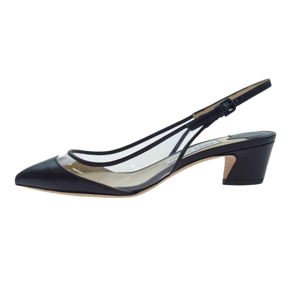 JIMMY CHOO ジミーチュウ GEMMA40 ストラップ サンダル パンプス ローヒール ブラック系 37【美品】【中古】