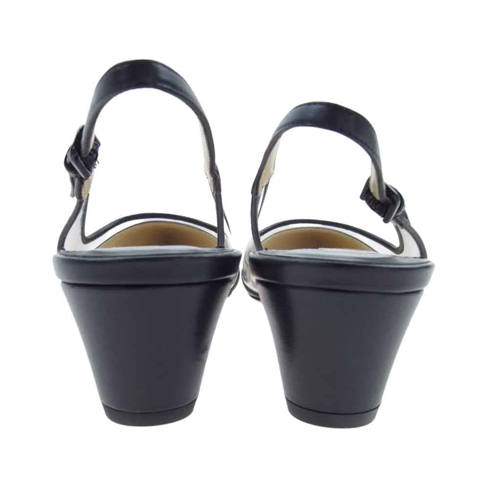 JIMMY CHOO ジミーチュウ GEMMA40 ストラップ サンダル パンプス ローヒール ブラック系 37【美品】【中古】