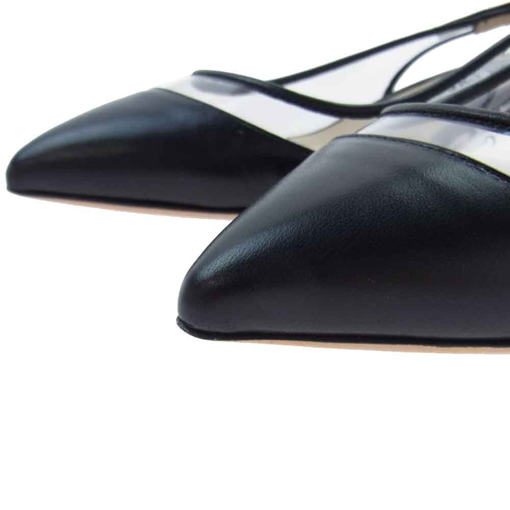 JIMMY CHOO ジミーチュウ GEMMA40 ストラップ サンダル パンプス ローヒール ブラック系 37【美品】【中古】