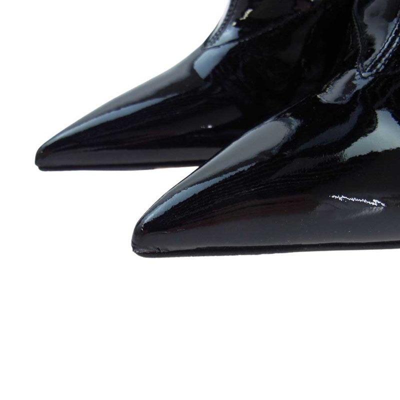 JIMMY CHOO ジミーチュウ ORIEL 110 Patent Leather Ankle Boots パテント レザー アンクル ブーツ ヒール ブラック系 37【極上美品】【中古】
