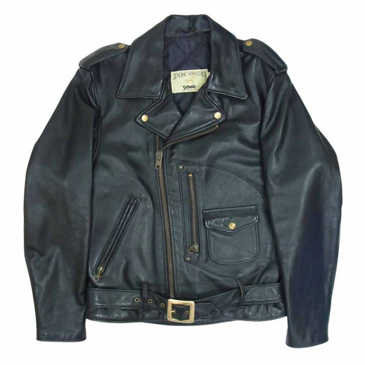 schott ショット GENUINE HORSEHIDE ホースハイド ダブルライダース ジャケット ブラック系 38【中古】