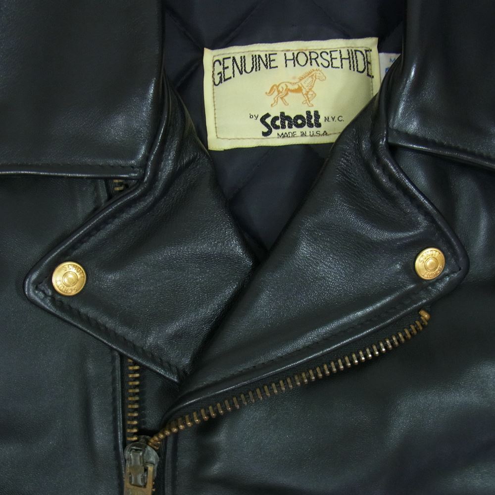 schott ショット GENUINE HORSEHIDE ホースハイド ダブルライダース ジャケット ブラック系 38【中古】