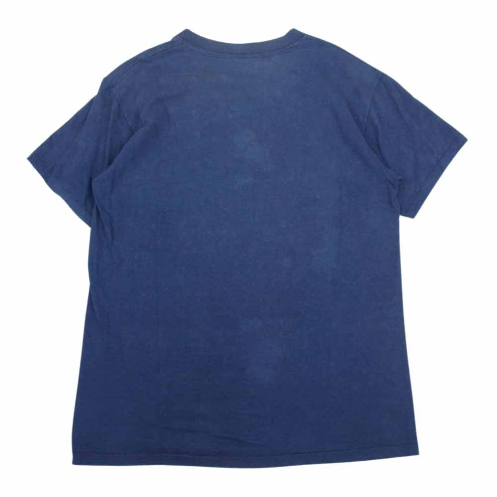 ヘインズ 70s 75年以降品 三角タグ Beefy-T シングルステッチ BUGAR RANCH CLIMAX ORE. プリント 半袖 Tシャツ ネイビー系 L【中古】