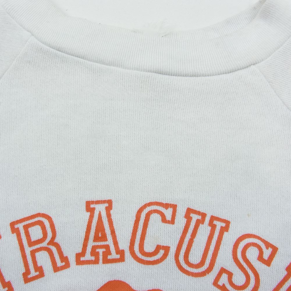 ヘルスニット 70s~80s SYRACUSE UNIVERSITY シラキュース ユニバーシティ カレッジ プリント ラグラン スウェット トレーナー ホワイト系【中古】