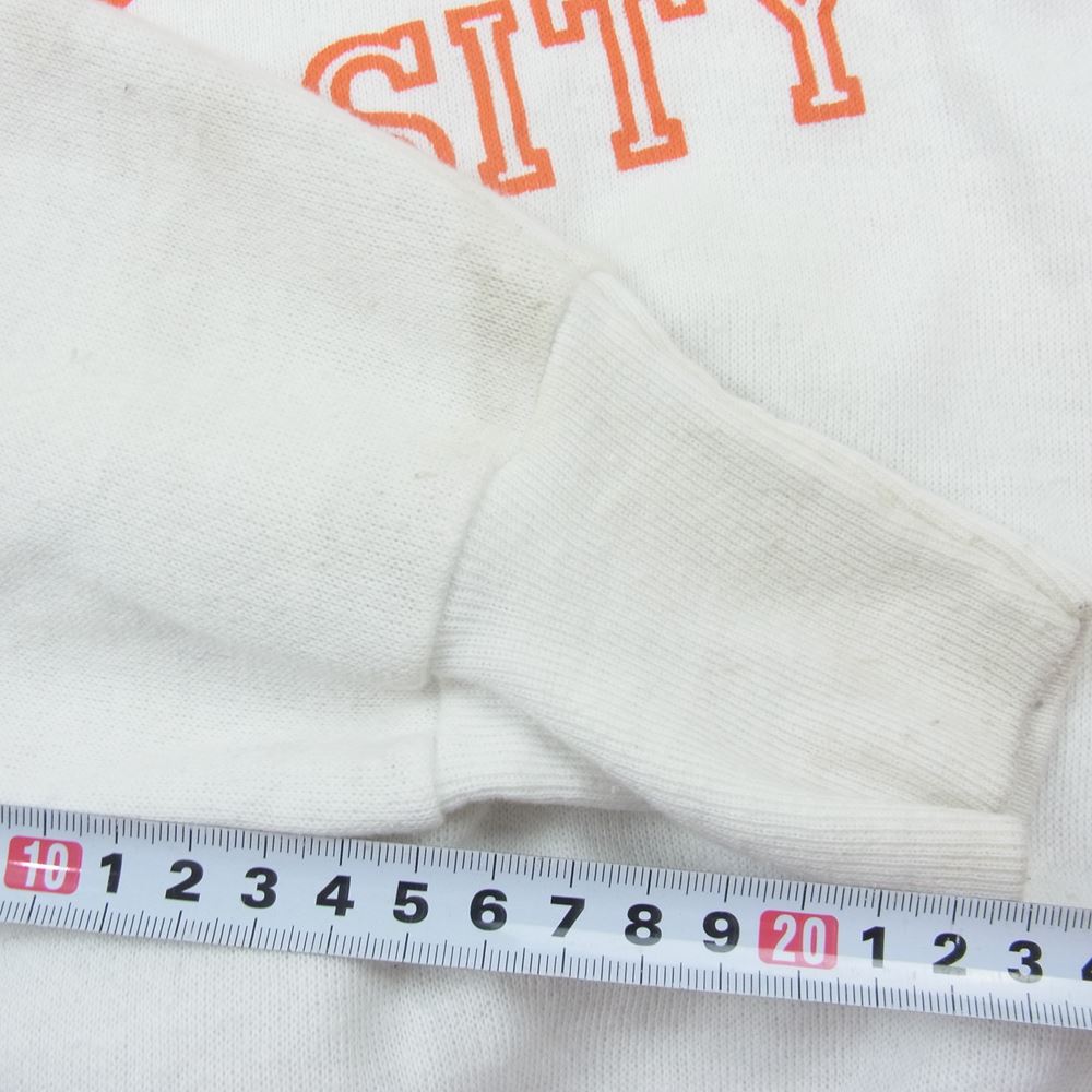 ヘルスニット 70s~80s SYRACUSE UNIVERSITY シラキュース ユニバーシティ カレッジ プリント ラグラン スウェット トレーナー ホワイト系【中古】