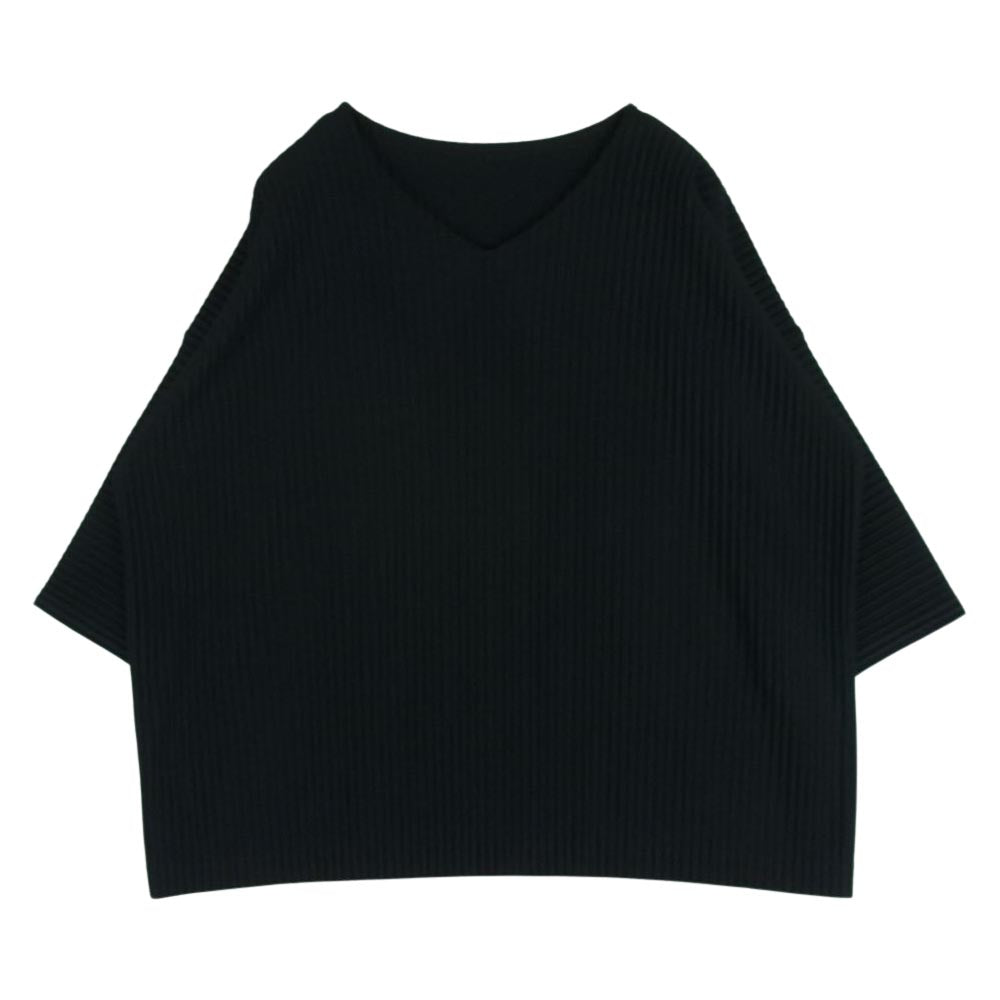 HOMME PLISSE ISSEY MIYAKE オム プリッセ イッセイミヤケ 20SS HP01JK120 プリーツ 加工 Vネック カットソー Tシャツ フィリピン製 ブラック系 3【中古】