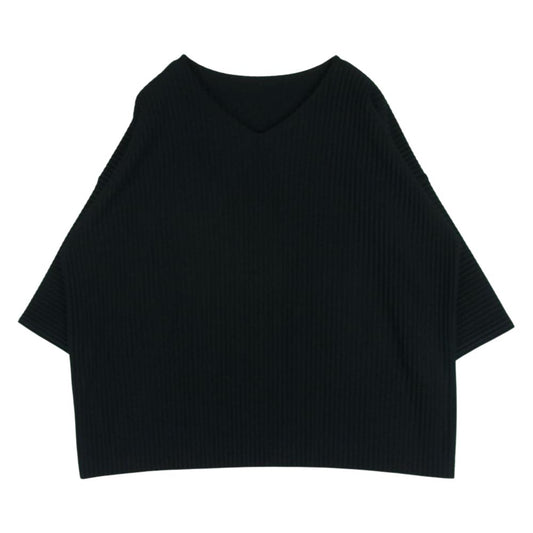 HOMME PLISSE ISSEY MIYAKE オム プリッセ イッセイミヤケ 20SS HP01JK120 プリーツ 加工 Vネック カットソー Tシャツ フィリピン製 ブラック系 3【中古】