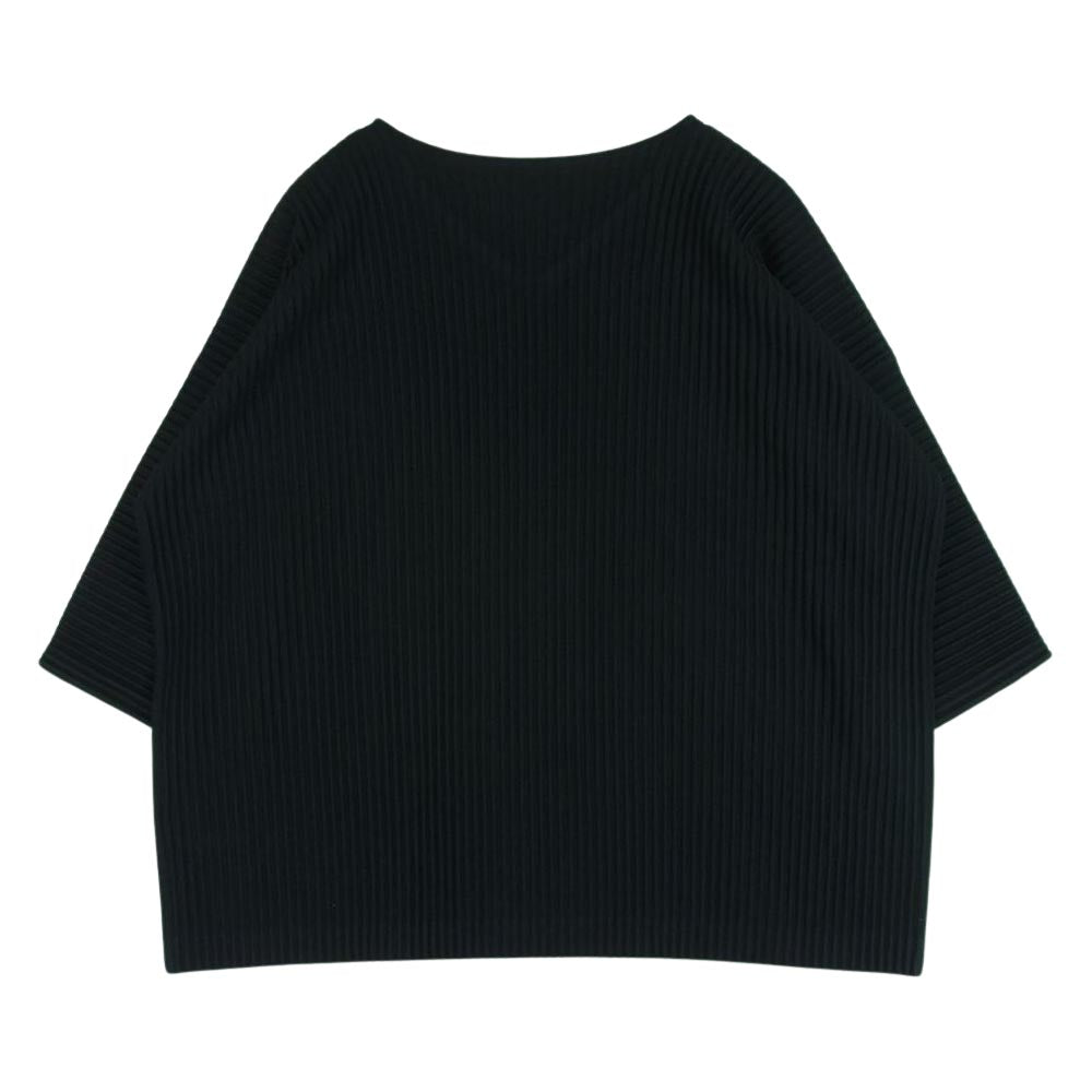 HOMME PLISSE ISSEY MIYAKE オム プリッセ イッセイミヤケ 20SS HP01JK120 プリーツ 加工 Vネック カットソー Tシャツ フィリピン製 ブラック系 3【中古】