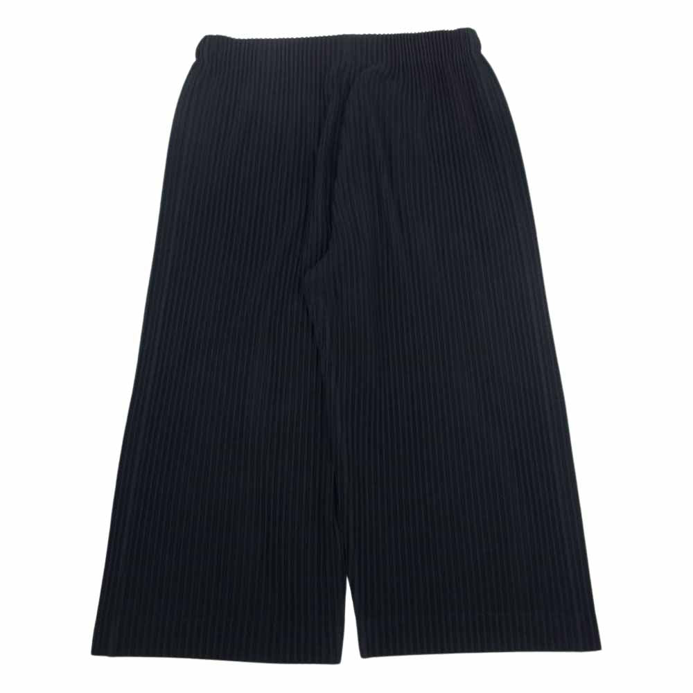 HOMME PLISSE ISSEY MIYAKE オム プリッセ イッセイミヤケ 20SS HP01JF122 プリーツ 加工 ワイド テーパード クロップド イージー パンツ ブラック系 3【中古】