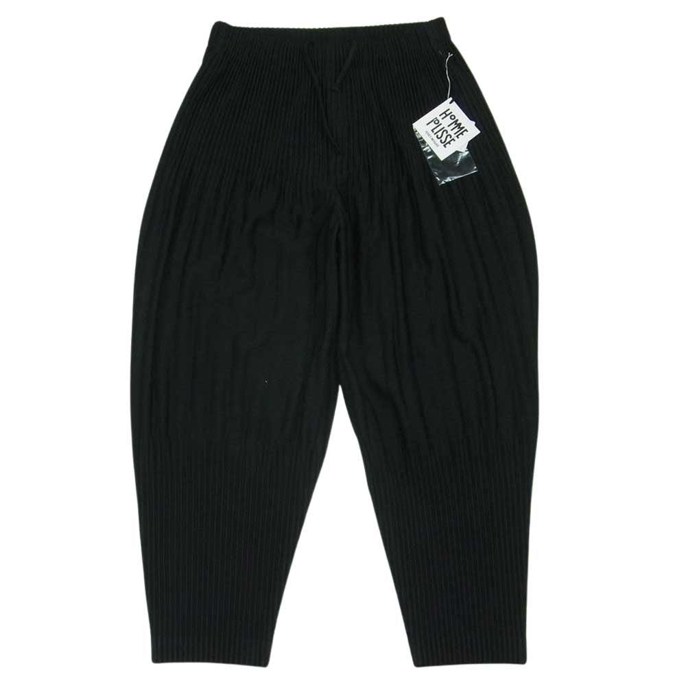 HOMME PLISSE ISSEY MIYAKE オム プリッセ イッセイミヤケ HP55JF151 プリーツ 加工 ワイド テーパード イージー パンツ フィリピン製 ブラック系 2【中古】