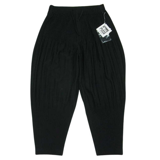 HOMME PLISSE ISSEY MIYAKE オム プリッセ イッセイミヤケ HP55JF151 プリーツ 加工 ワイド テーパード イージー パンツ フィリピン製 ブラック系 2【中古】