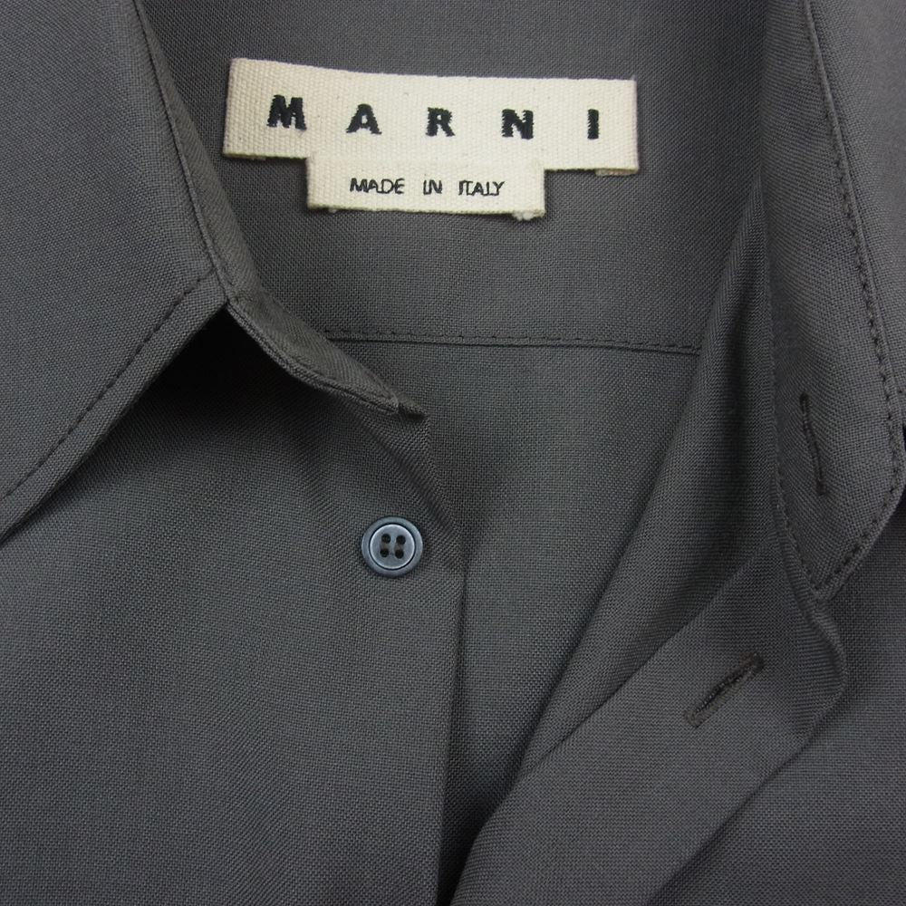 MARNI マルニ 21SS トロピカルウールミリタリー 半袖シャツ ブラウン CUMU0207A0 S45455