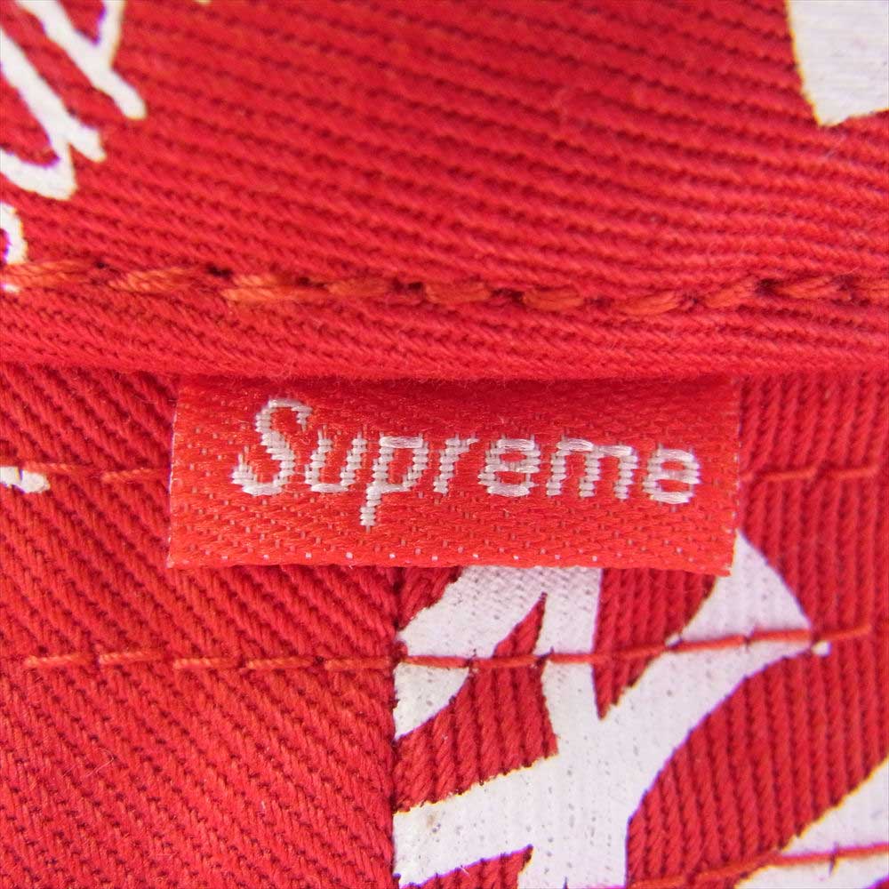Supreme シュプリーム 15SS × NEW YORK YANKEES ニューヨークヤンキース 47 Crusher Hat ロゴ 総柄 クラッシャー バケット ハット レッド系 S-M【美品】【中古】