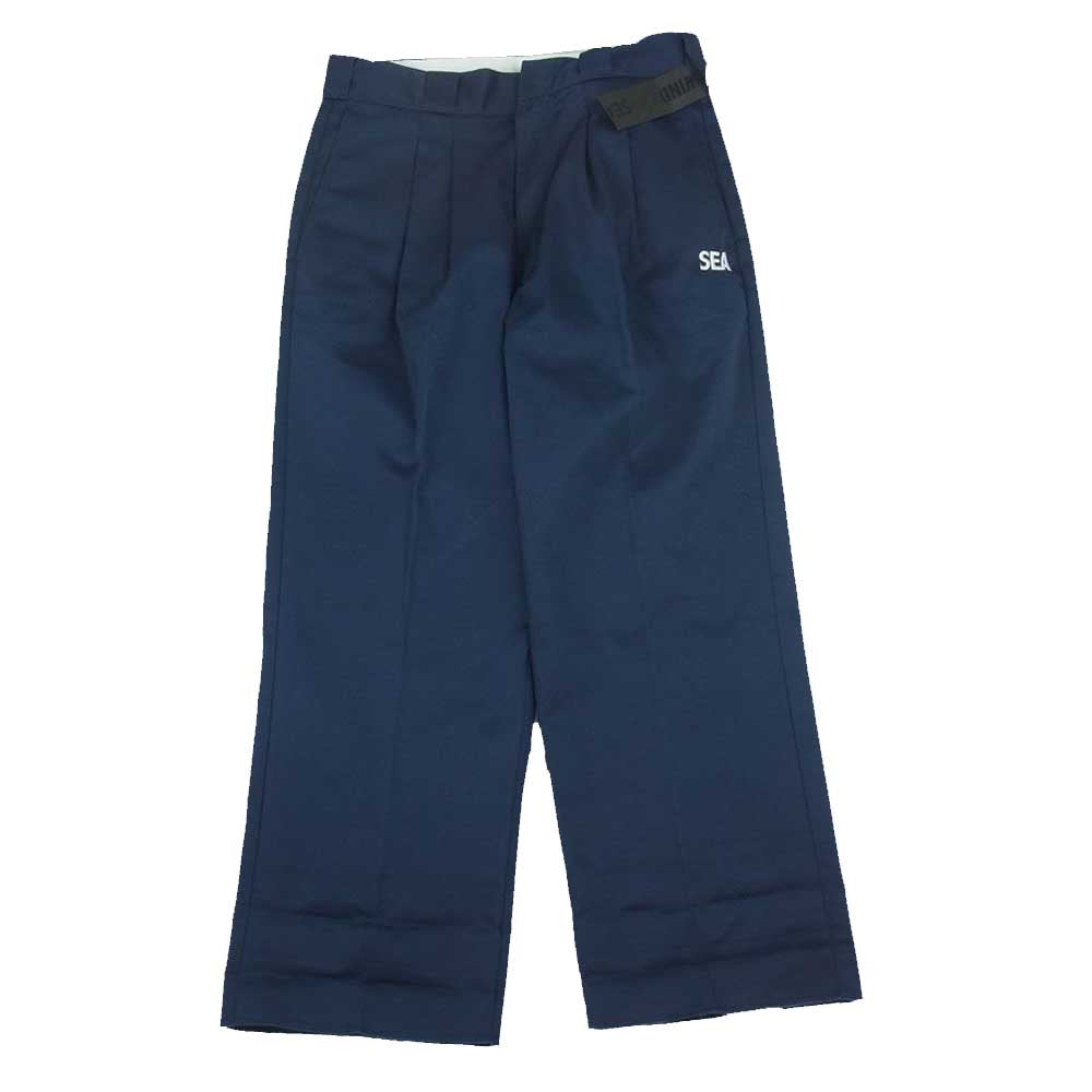 WIND AND SEA ウィンダンシー 20SS WDS-20S2-PT-03 DICKIES ディッキーズ 2TUCK TROUSERS ツータック トラウザーズ パンツ ネイビー系 S【美品】【中古】