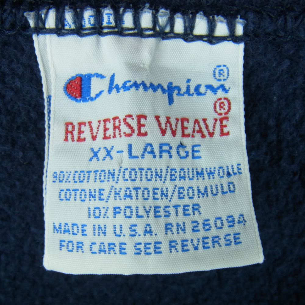 Champion チャンピオン 90s 刺繍タグ UC DAVIS カリフォルニア大学 デービス校 カレッジ プリント リバースウィーブ スウェット トレーナー ダークネイビー系 XXL【中古】