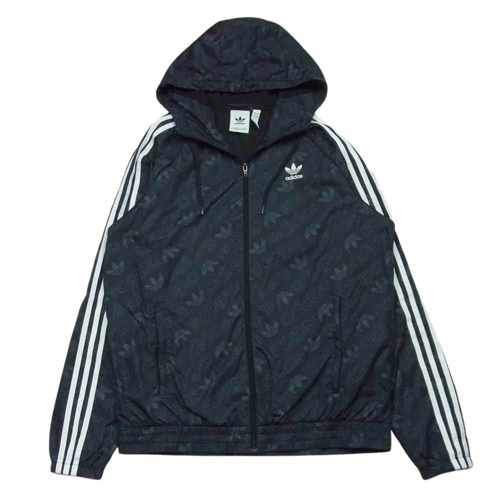 adidas アディダス ED7047 オリジナルス 総柄 ウィンドブレーカー フード付き ブルゾン パーカー ダークグレー系【中古】