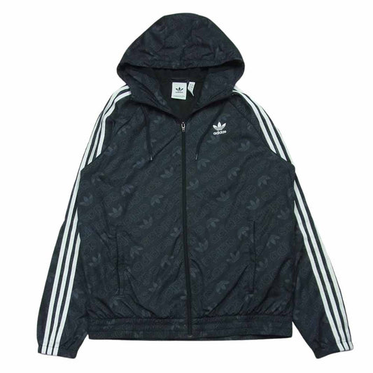 adidas アディダス ED7047 オリジナルス 総柄 ウィンドブレーカー フード付き ブルゾン パーカー ダークグレー系【中古】