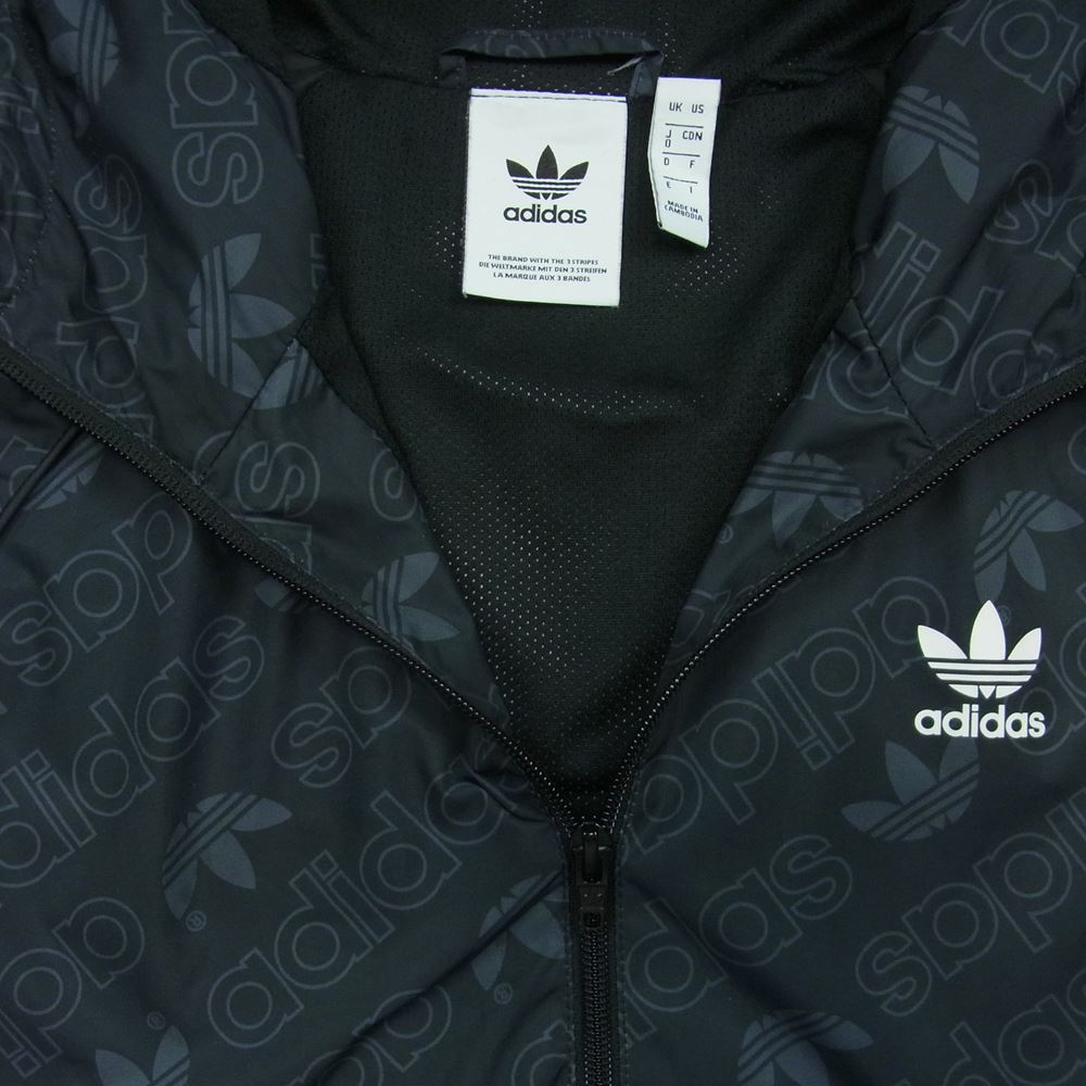 adidas アディダス ED7047 オリジナルス 総柄 ウィンドブレーカー フード付き ブルゾン パーカー ダークグレー系【中古】