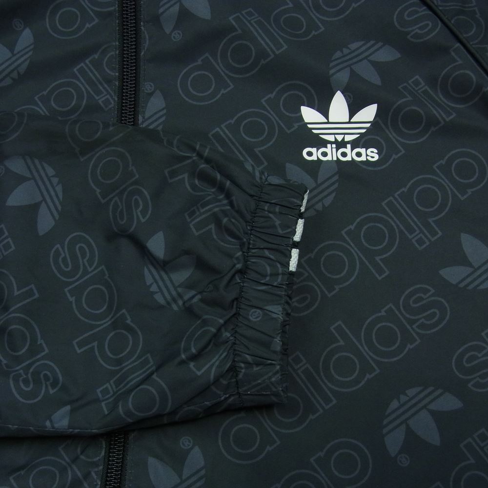 adidas アディダス ED7047 オリジナルス 総柄 ウィンドブレーカー フード付き ブルゾン パーカー ダークグレー系【中古】