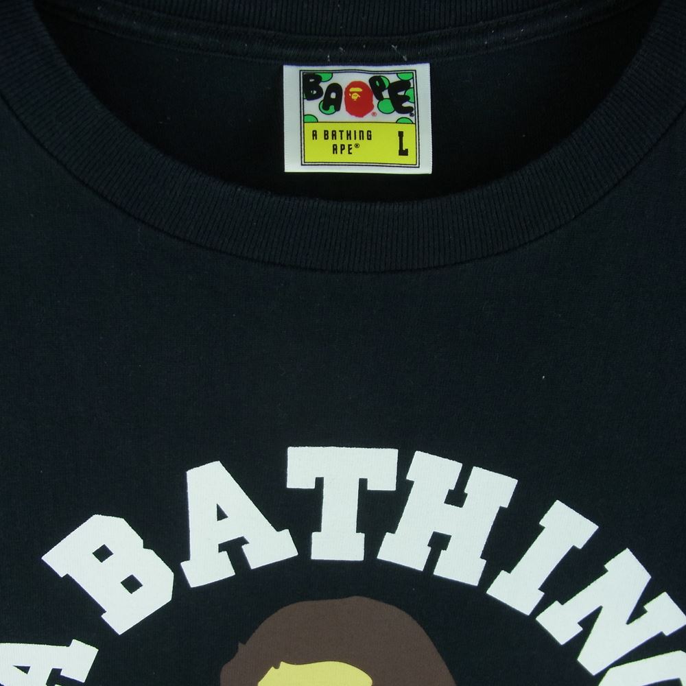 A BATHING APE アベイシングエイプ 001TE301001M BAPE ベイプ カレッジ ロゴ 半袖 Tシャツ ブラック系 L【中古】