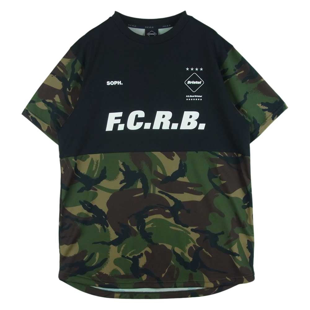 F.C.R.B. エフシーアールビー FCRB-220049 S/S PRE MATCH TOP プレマッチ 迷彩 カモ ジャージ 半袖 Tシャツ ブラック系 モスグリーン系 M【中古】