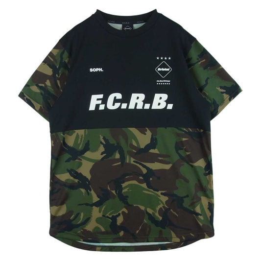 F.C.R.B. エフシーアールビー FCRB-220049 S/S PRE MATCH TOP プレマッチ 迷彩 カモ ジャージ 半袖 Tシャツ ブラック系 モスグリーン系 M【中古】