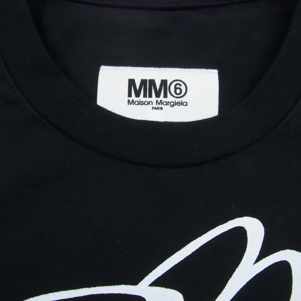MAISON MARGIELA メゾンマルジェラ 18SS S52GC0074 S23082 MM6 エムエムシックス ショート丈 ハンドサイン プリント クロップド Tシャツ カットソー  ブラック系 XS【美品】【中古】