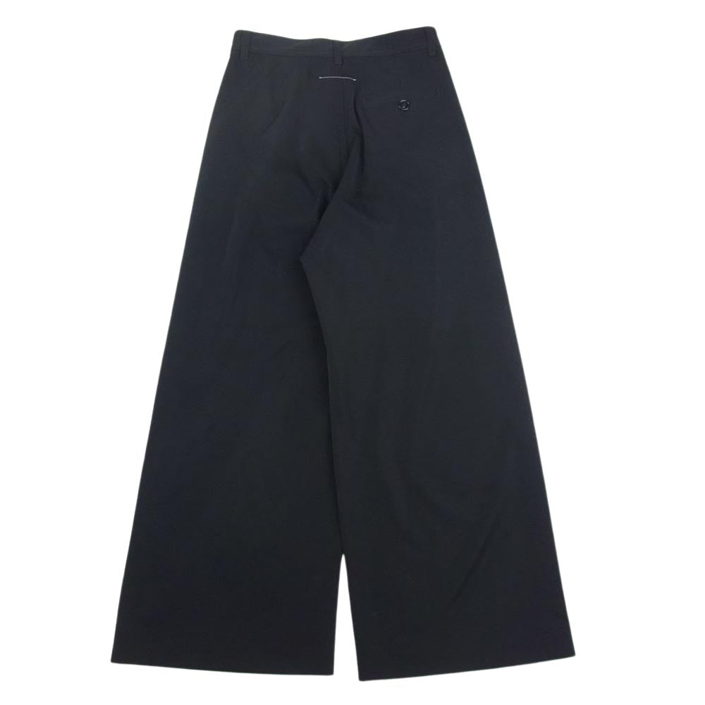 MAISON MARGIELA メゾンマルジェラ 20SS S52KA0248 S52531 MM6 エムエムシックス フロントフック タック ワイド スラックス パンツ ブラック系 36【美品】【中古】
