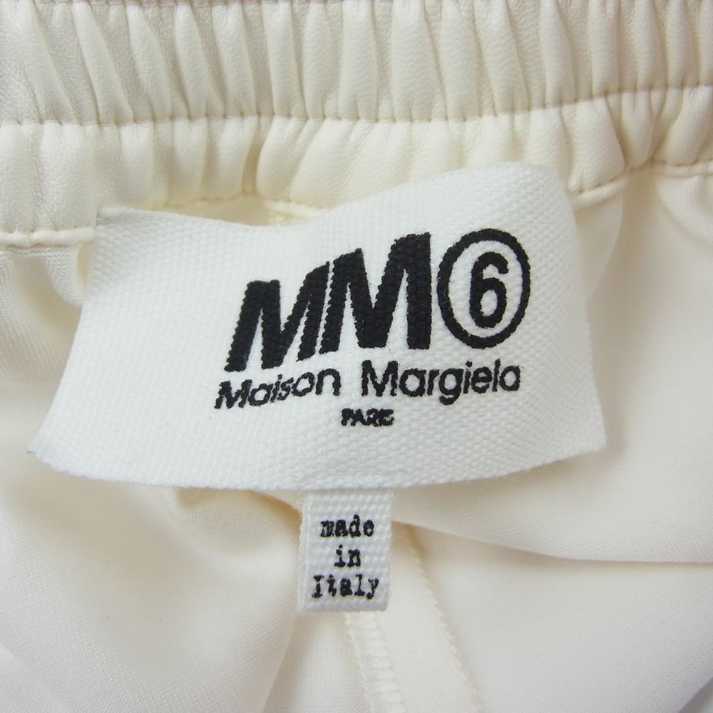 MAISON MARGIELA メゾンマルジェラ 21AW S62KB0092 S54211 MM6 エムエムシックス スリット フェイクレザー クロップド ワイド パンツ ホワイト系 38【中古】