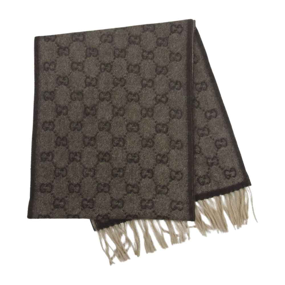 GUCCI グッチ 295225 3G947 2764 シェリーライン アンゴラ ウール マフラー ストール ロゴ GG ブラウン系【中古】