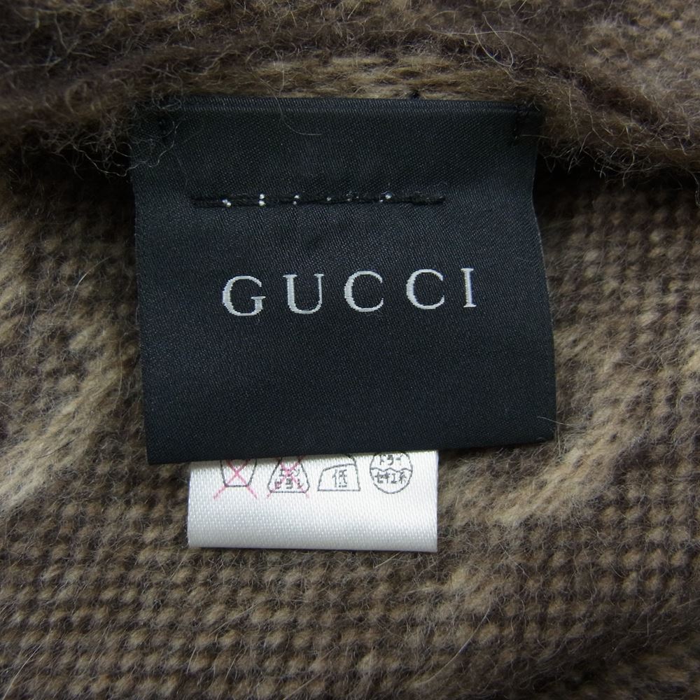 GUCCI グッチ 295225 3G947 2764 シェリーライン アンゴラ ウール マフラー ストール ロゴ GG ブラウン系【中古】