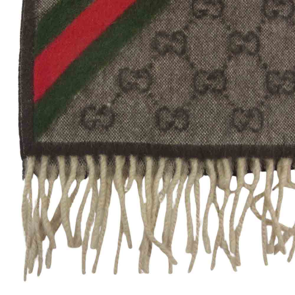 GUCCI グッチ 295225 3G947 2764 シェリーライン アンゴラ ウール マフラー ストール ロゴ GG ブラウン系【中古】