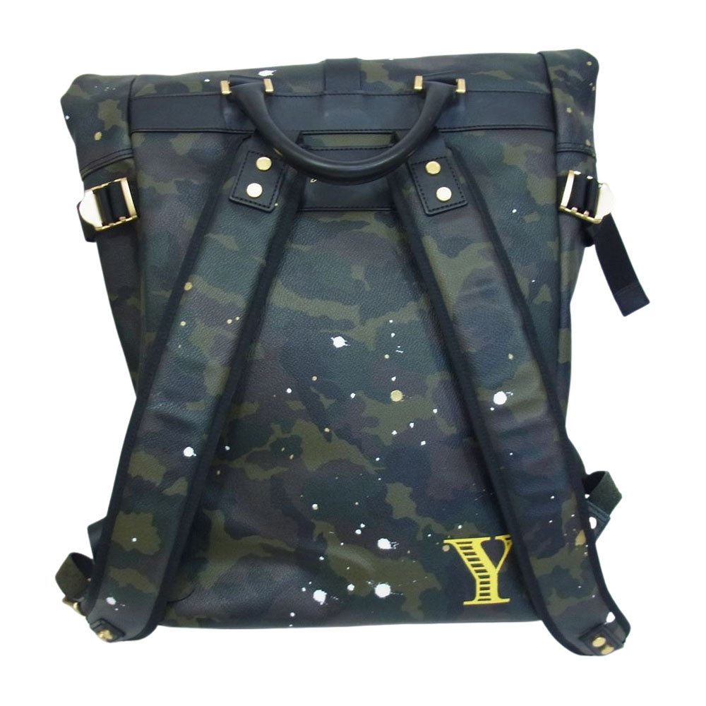 ジャンティバンティ ロールトップ レザー リュック 迷彩 カモフラ バッグ カーキ系【中古】