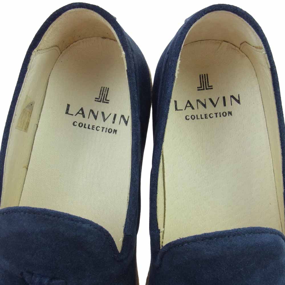 ランバン コレクション スエード タッセル ローファー シューズ ネイビー系 M【極上美品】【中古】