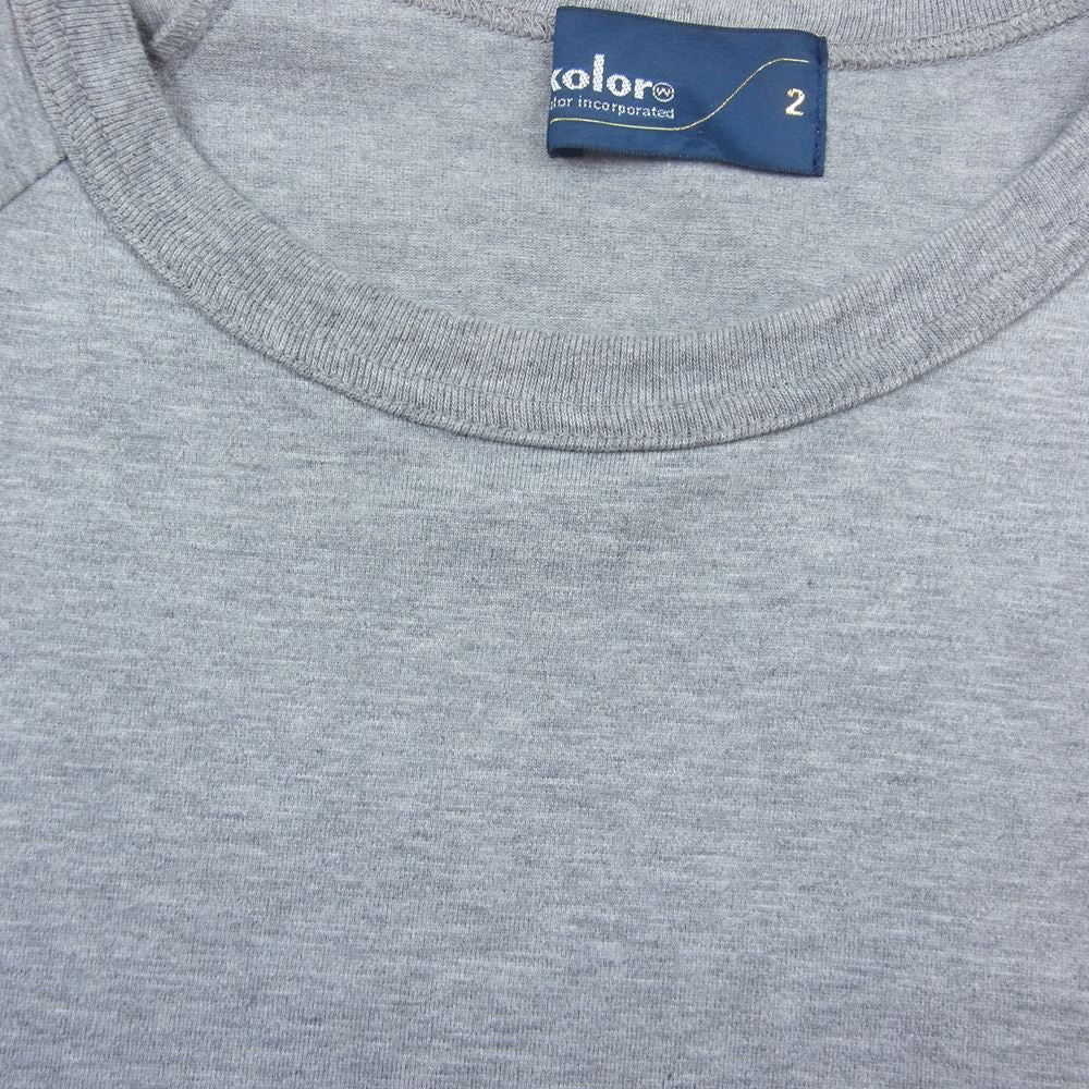 kolor カラー 20SS 20SCL-T07206 異素材 ミックス フリル パッチワーク 半袖 Tシャツ グレー系 2【美品】【中古】