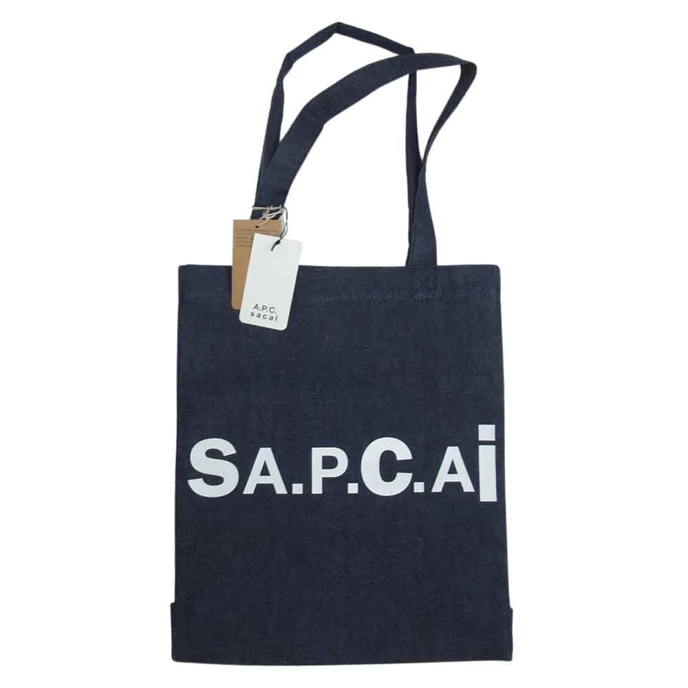 Sacai サカイ PAAEJ-M61492 × APC アーペーセー Holly リバーシブル ロゴ デニム ナイロン トート バック インディゴブルー系【新古品】【未使用】【中古】