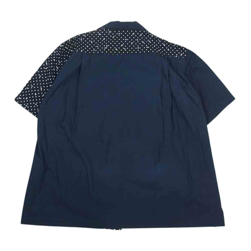 Sacai サカイ 19SS 19-01953M Dr Woo ドクターウー ドット柄 切替 半袖 シャツ ネイビー系 2【中古】
