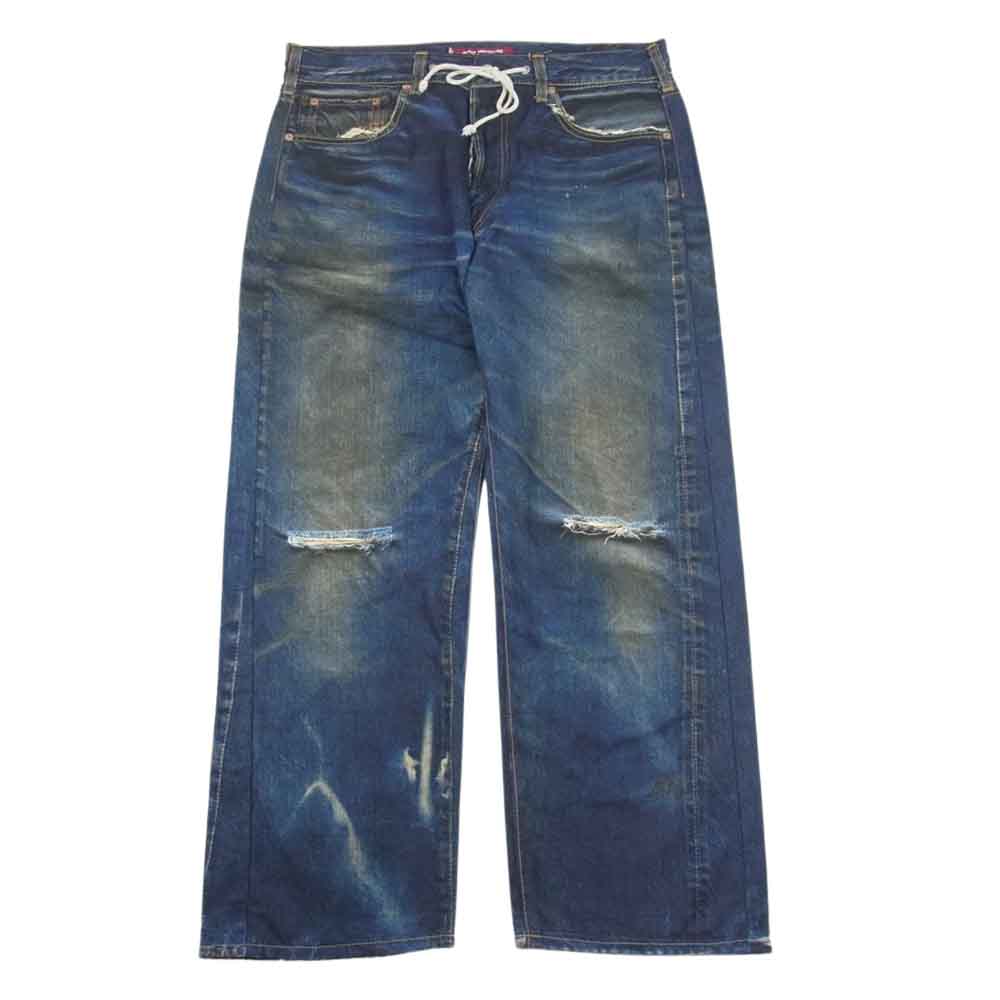 JUNYA WATANABE COMME des GARCONS MAN ジュンヤワタナベコムデギャルソンマン 23SS WK-P902 × Levi's リーバイス BerBerJin ベルベルジン トリプルネーム 転写 デニム パンツ インディゴブルー系 M【美品】【中古】