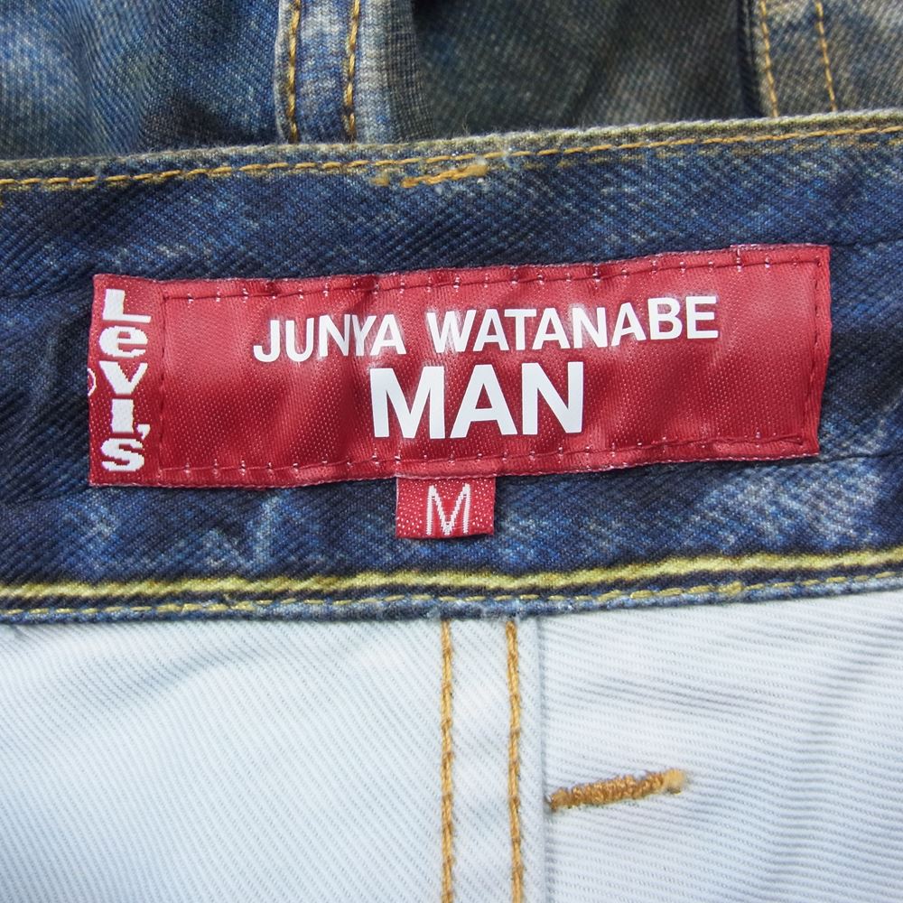 JUNYA WATANABE COMME des GARCONS MAN ジュンヤワタナベコムデギャルソンマン 23SS WK-P902 × Levi's リーバイス BerBerJin ベルベルジン トリプルネーム 転写 デニム パンツ インディゴブルー系 M【美品】【中古】