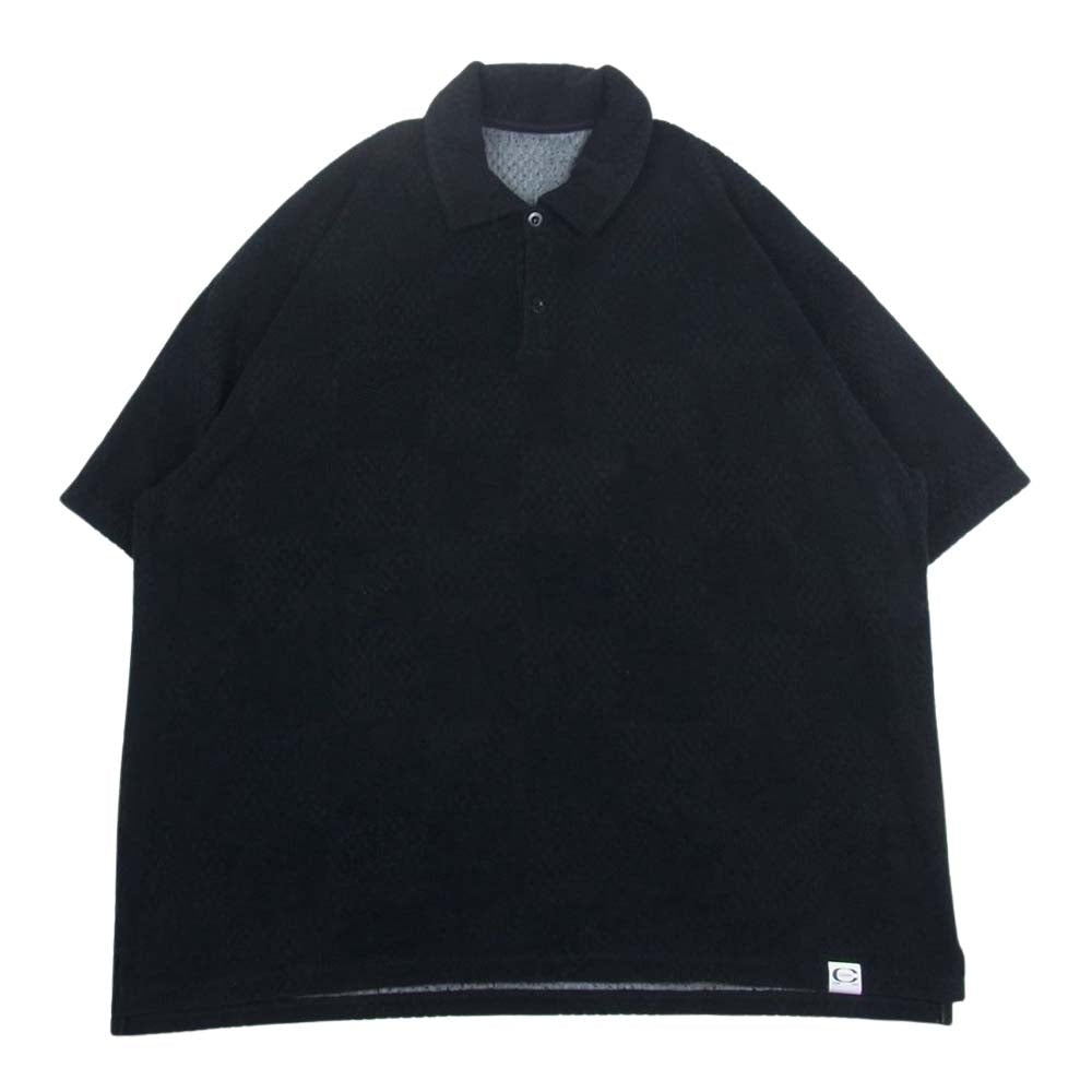 CALEE キャリー Checker チェッカー pile パイル jacquard ジャガード polo ポロ ブラック系 XL【中古】