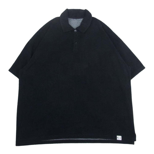 CALEE キャリー Checker チェッカー pile パイル jacquard ジャガード polo ポロ ブラック系 XL【中古】