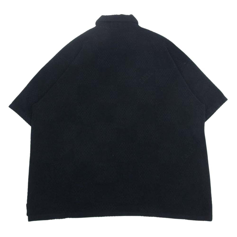 CALEE キャリー Checker チェッカー pile パイル jacquard ジャガード polo ポロ ブラック系 XL【中古】