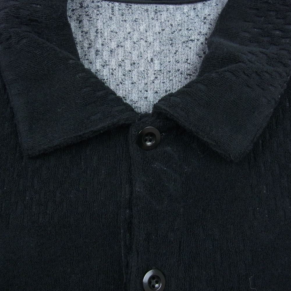 CALEE キャリー Checker チェッカー pile パイル jacquard ジャガード polo ポロ ブラック系 XL【中古】