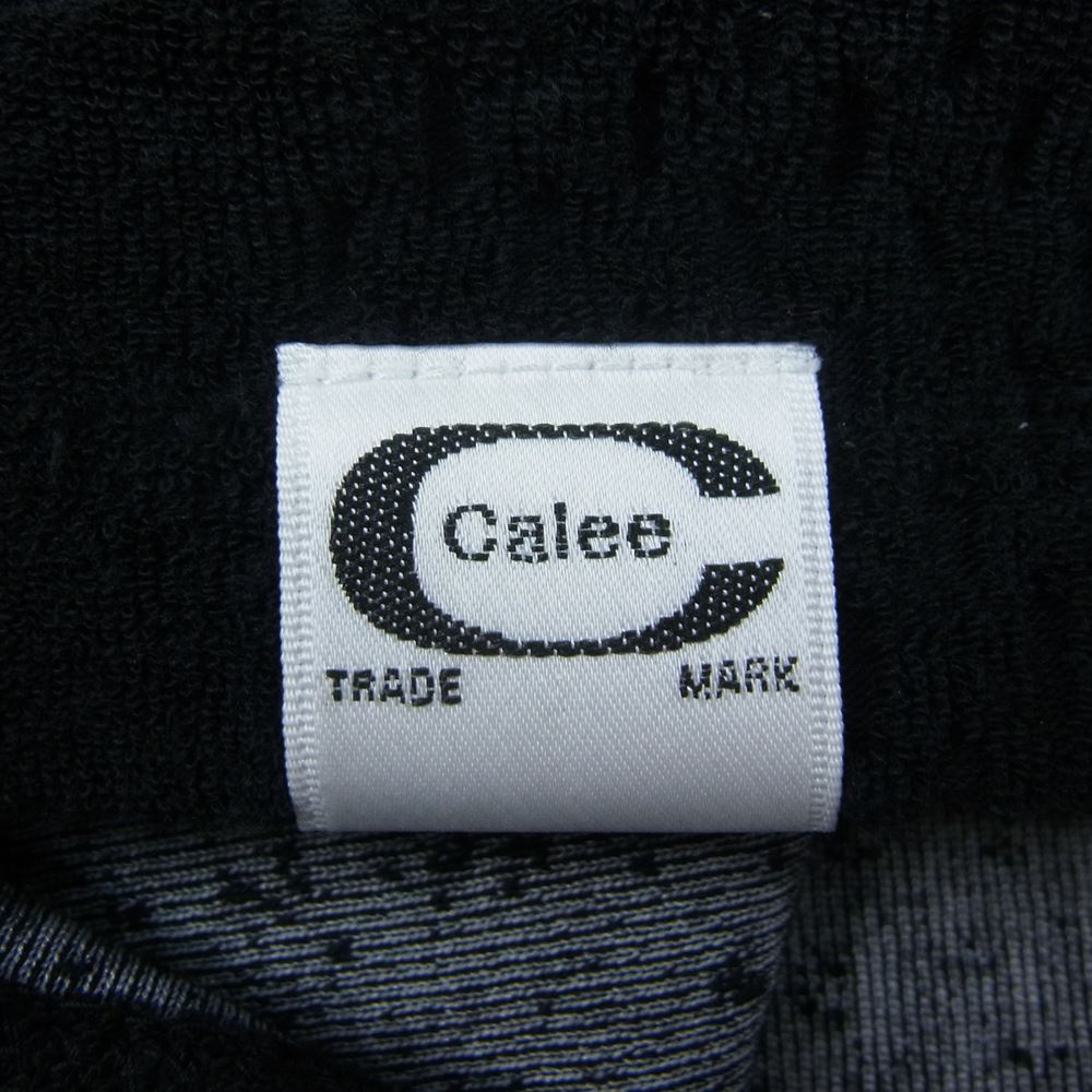 CALEE キャリー Checker チェッカー pile パイル jacquard ジャガード polo ポロ ブラック系 XL【中古】