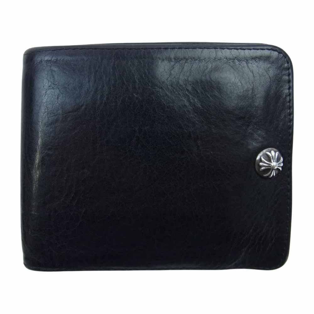 CHROME HEARTS クロムハーツ（原本無） 1SNP CROSS BALL WALLET 1スナップ クロスボール レザー ウォレット ブラック系【中古】