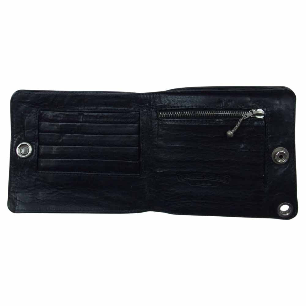 CHROME HEARTS クロムハーツ（原本無） 1SNP CROSS BALL WALLET 1スナップ クロスボール レザー ウォレット ブラック系【中古】