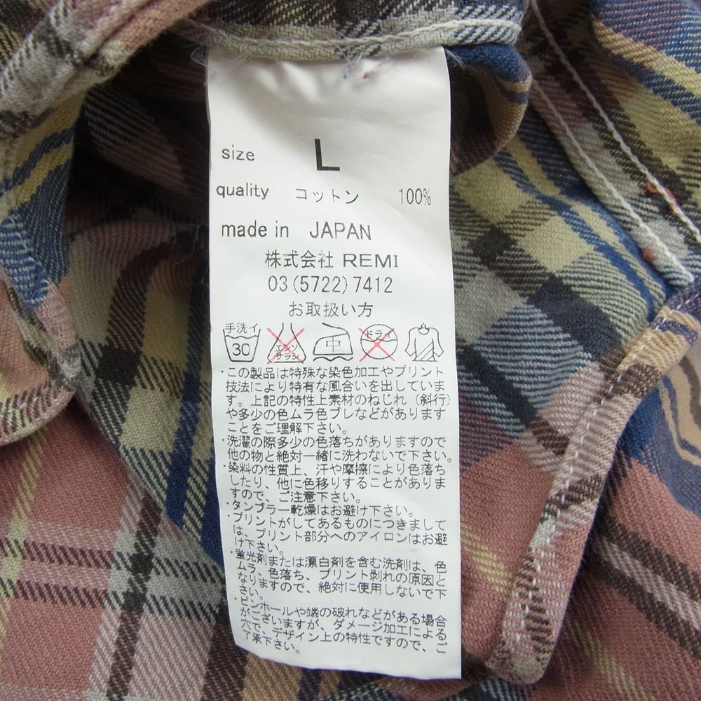 REMI RELIEF レミレリーフ チェック 長袖 コットンネルシャツ マルチカラー系 L【中古】