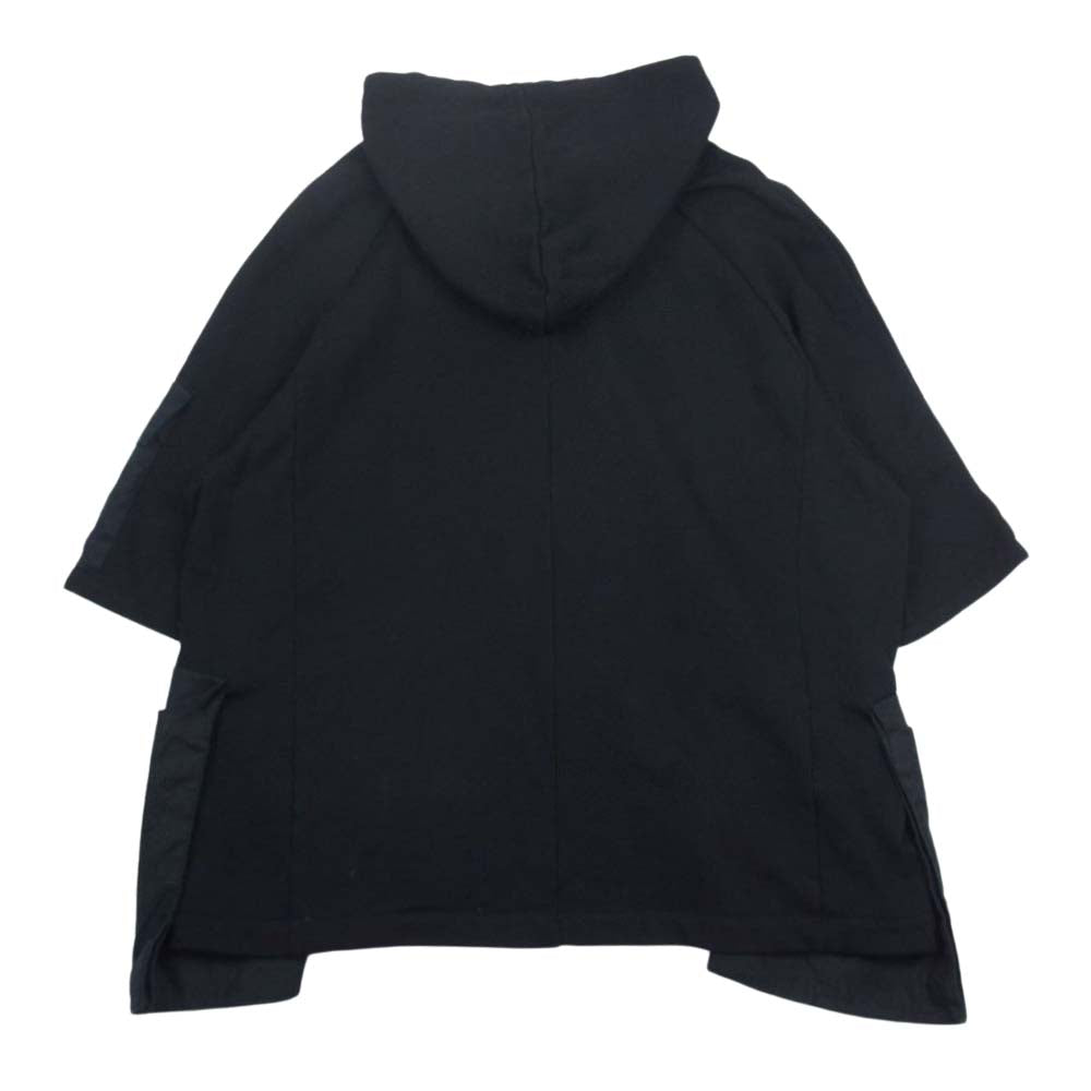 エーエフ アーティファクト 22SS LINEN combi sweat hoodie HALF SLEEVE  リネンコンビ ハーフスリーブ フーディ パーカー ブラック系 3【中古】