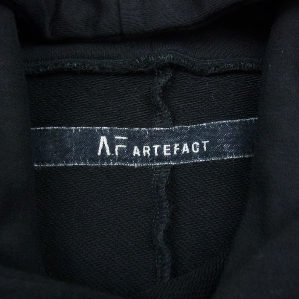 エーエフ アーティファクト 22SS LINEN combi sweat hoodie HALF SLEEVE  リネンコンビ ハーフスリーブ フーディ パーカー ブラック系 3【中古】
